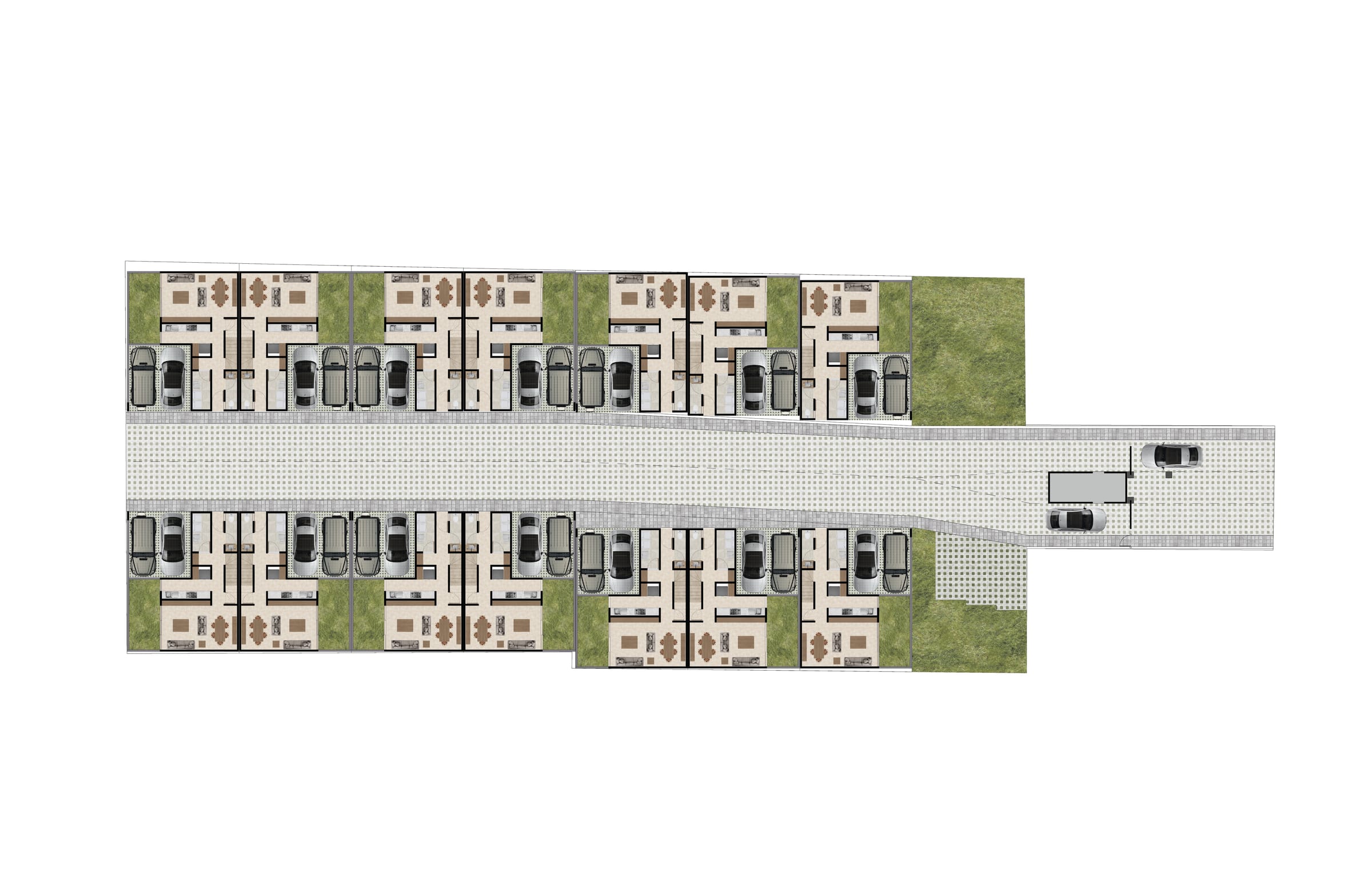 Plano de conjunto de las 14 casas de Las Encinas, casas en San Mateo Atenco, Edo. Méx.