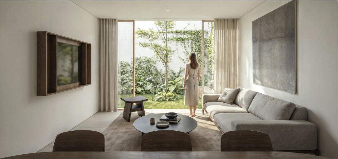 Estancia en concepto abierto de una casa de Las Encinas, San Mateo Atenco